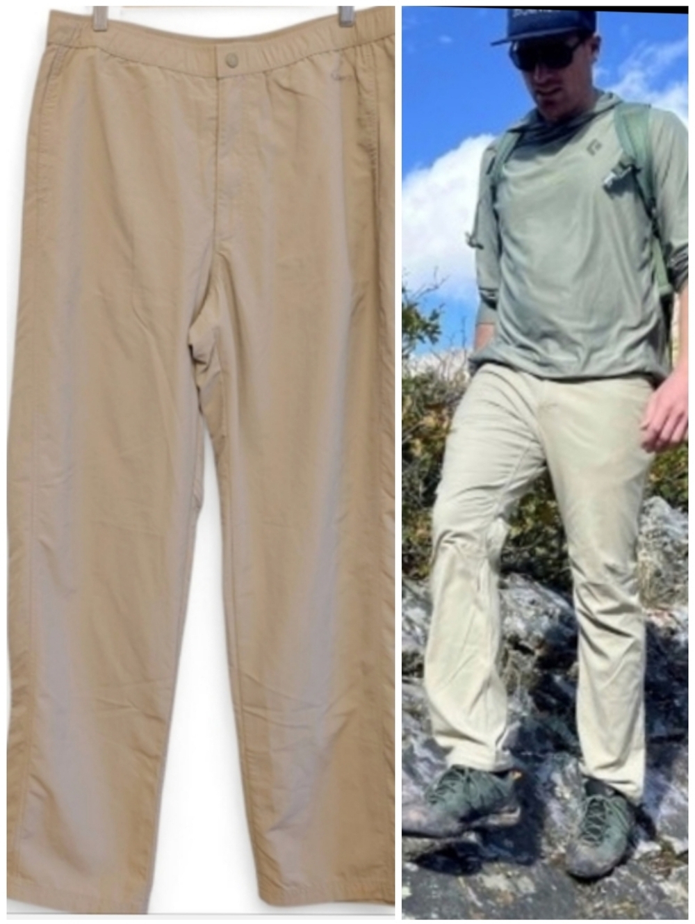 LLBEAN Tropicalwear Pants Nylon Lined UPF Stone Tan Tall Large New